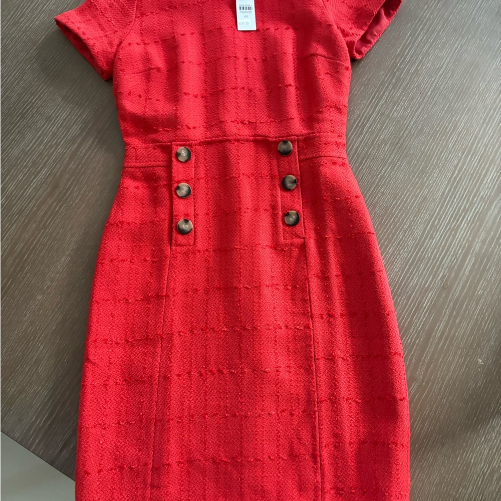Elegant Red Button-Detail Dress